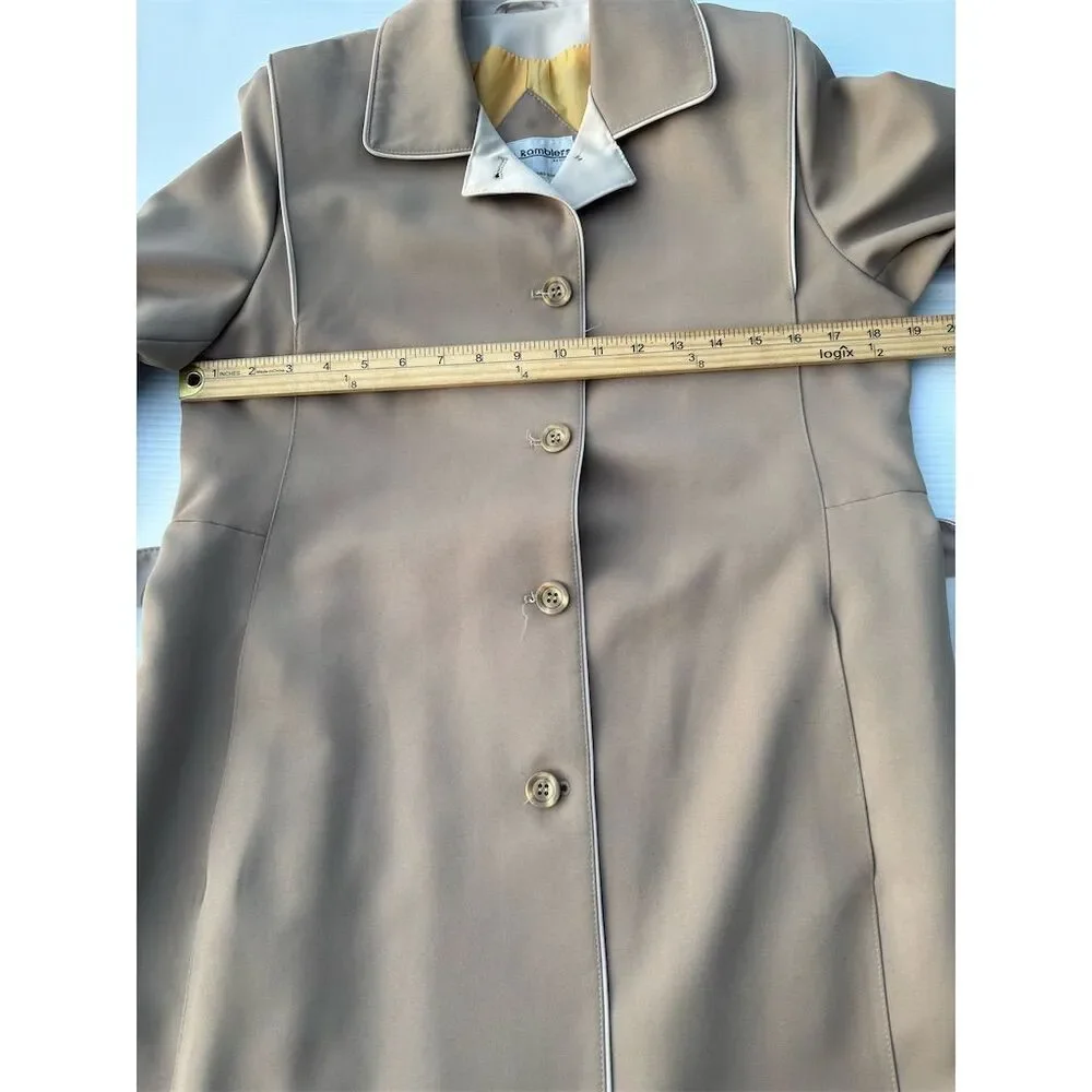 Rain Ramblers Women's Beige Trench Coat Size 10 Belted Long Casual - Picture 6 of 10
